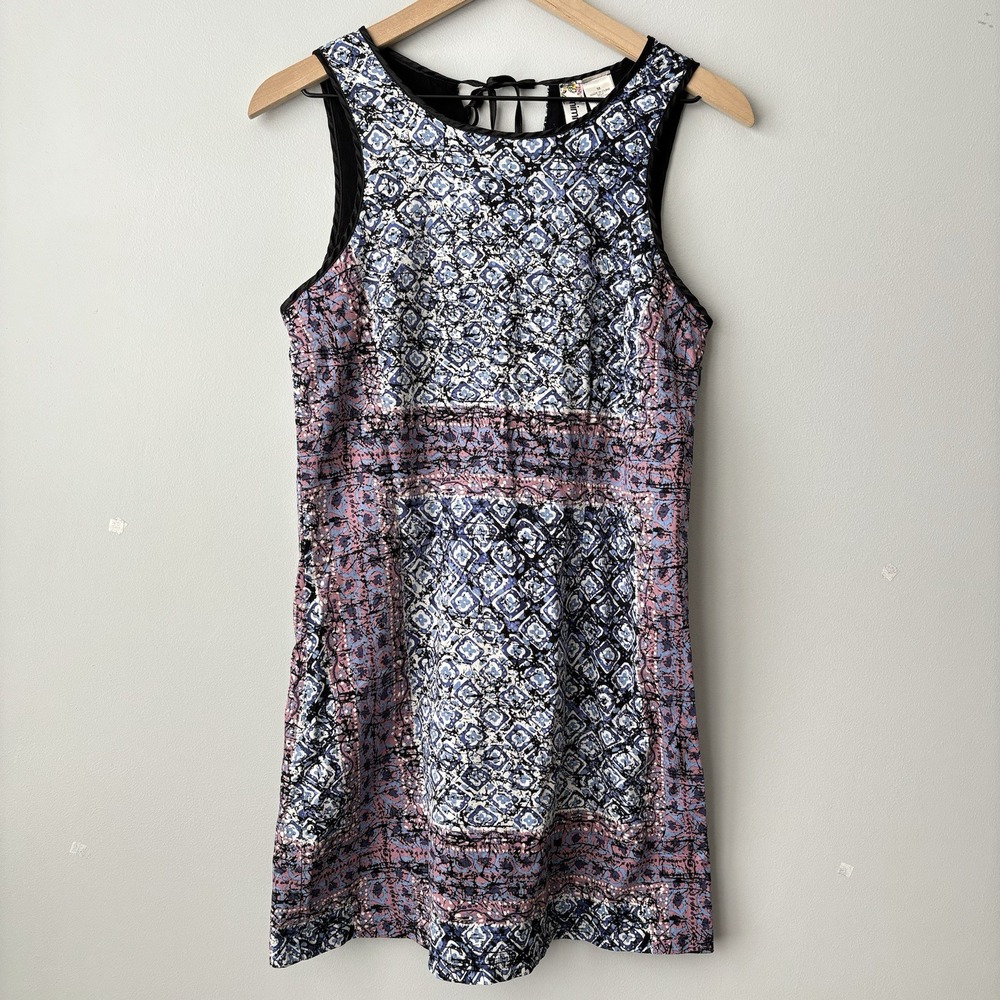 Mimi Chica Dress‎ Medium Festival Hippie Blue Sleeveless Batik Boho Comfy Loose